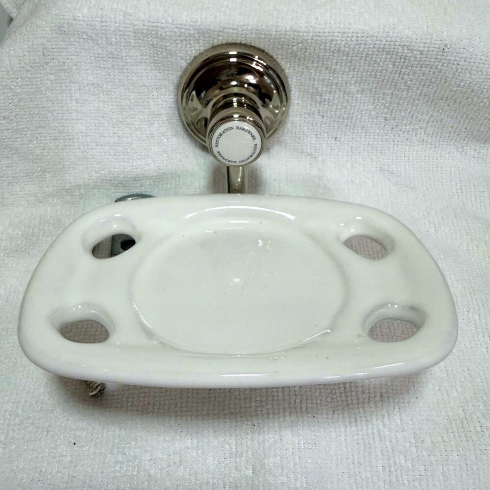 VTG Restoration Hardware BRIGHTON Toothbrush Holder White Porcelain Wall Mount